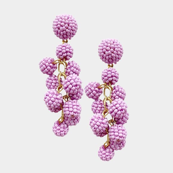 Handmade India Seed Beaded Ball Coconut Dangle Earrings - 5 Colors - NEW - #Fall - Picture 11 of 12